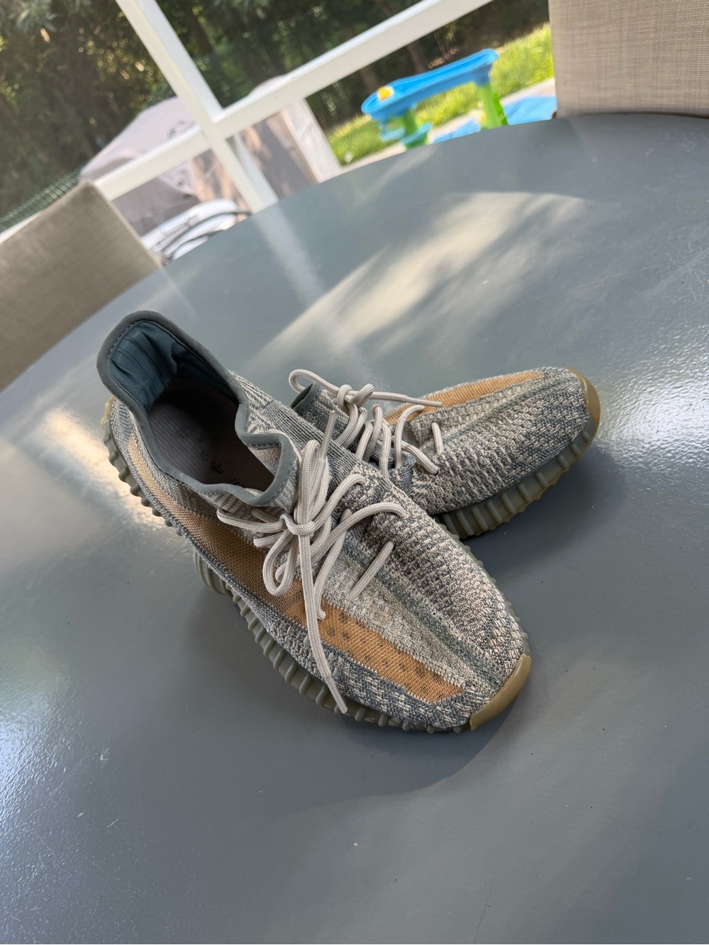 adidas Yeezy-style Knit Sneakers in Gray and Tan